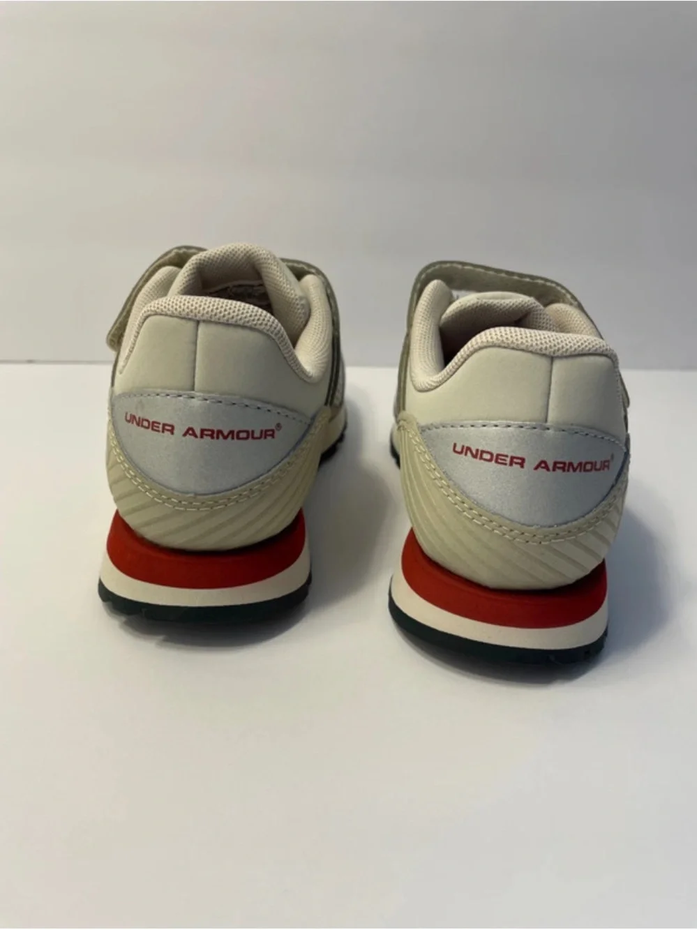 Under Armour Kids Cream and Red Velcro Athletic Sneakers